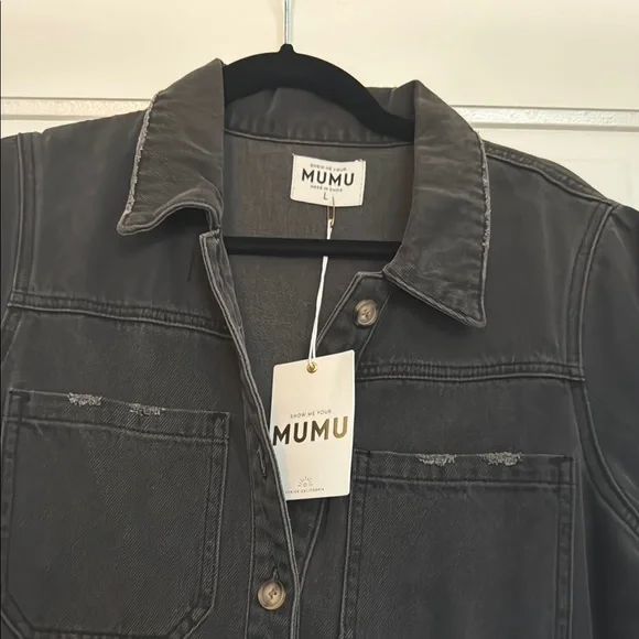 Show Me Your Mumu washed black denim Cannon Romper NWT - Picture 2 of 5